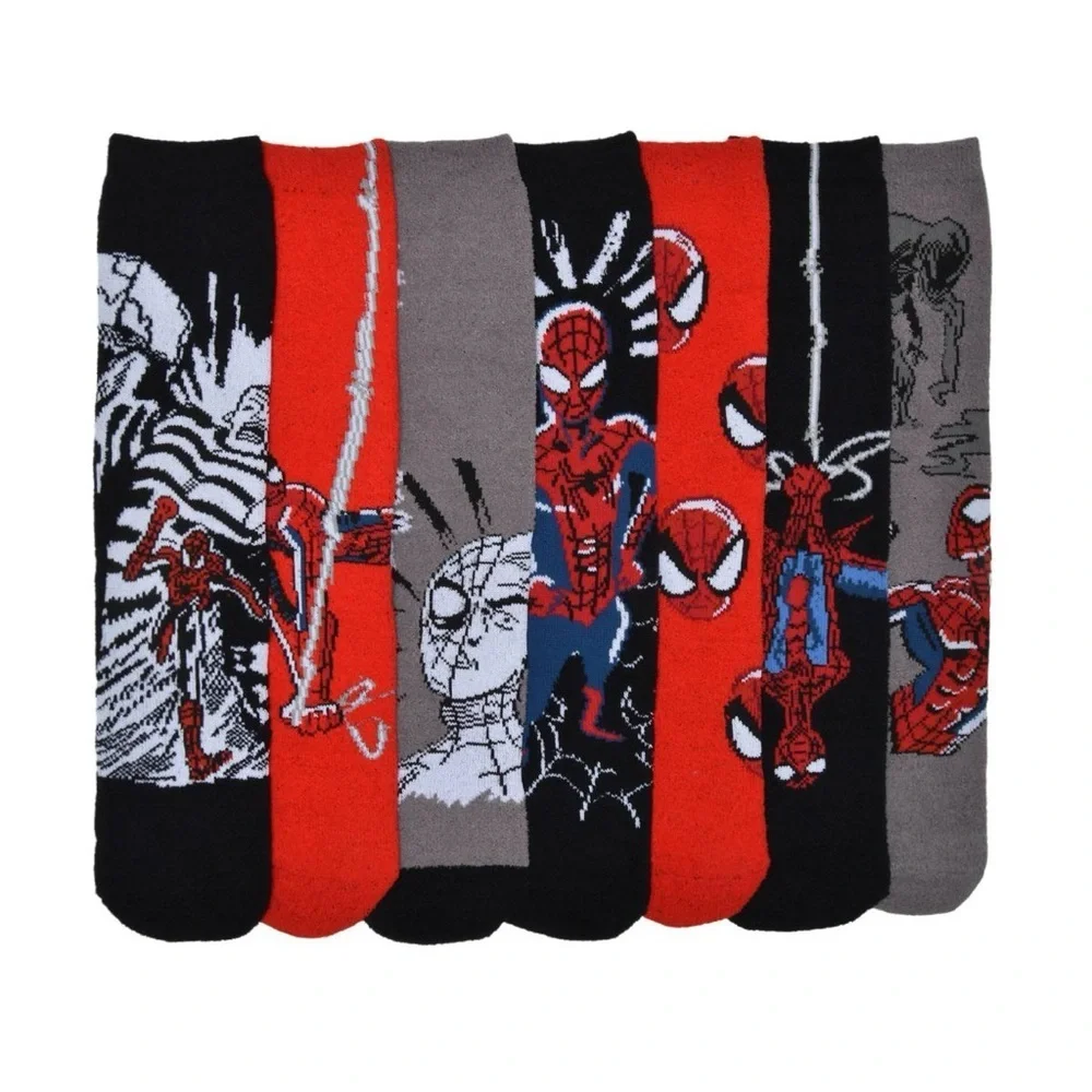 Marvel Spider-Man Red and Black Crew Socks Set Size 6-12
